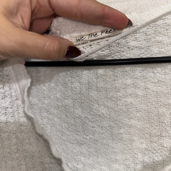 We The Free White Textured Long Sleeve Top with Raw Hem - Picture 2 of 5